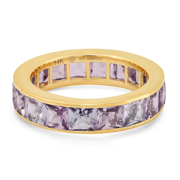 LARGE LAVENDER SAPPHIRE CHANNEL SET RING, GOLD
