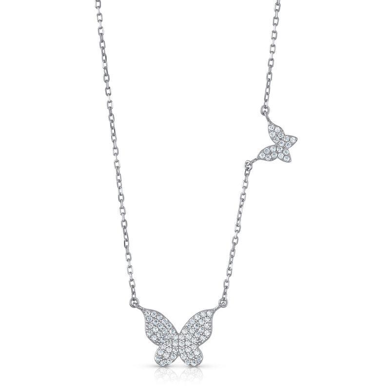 DOUBLE NEW BEGINNINGS BUTTERFLY NECKLACE, SILVER