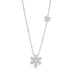 DOUBLE SWEET DAISY NECKLACE, SILVER