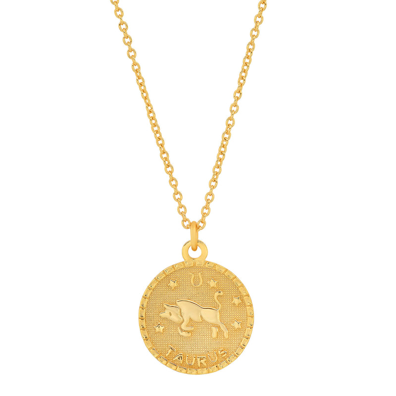 Lab-Created Taurus Zodiac Sign Pendant Necklace 14K Yellow Gold Plated  Silver | eBay
