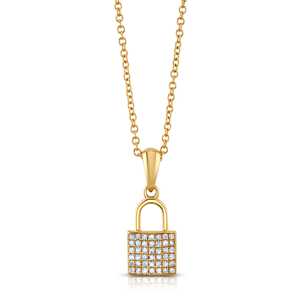 Carbon & Hyde 14K Yellow Gold Diamond Padlock Necklace