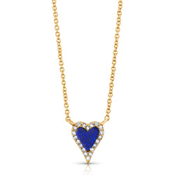 LABRADORITE & DIAMOND HEART DAINTY CHAIN NECKLACE, 14kt Gold