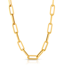 LARGE FLAT LINK CHAIN 16", 14kt Gold