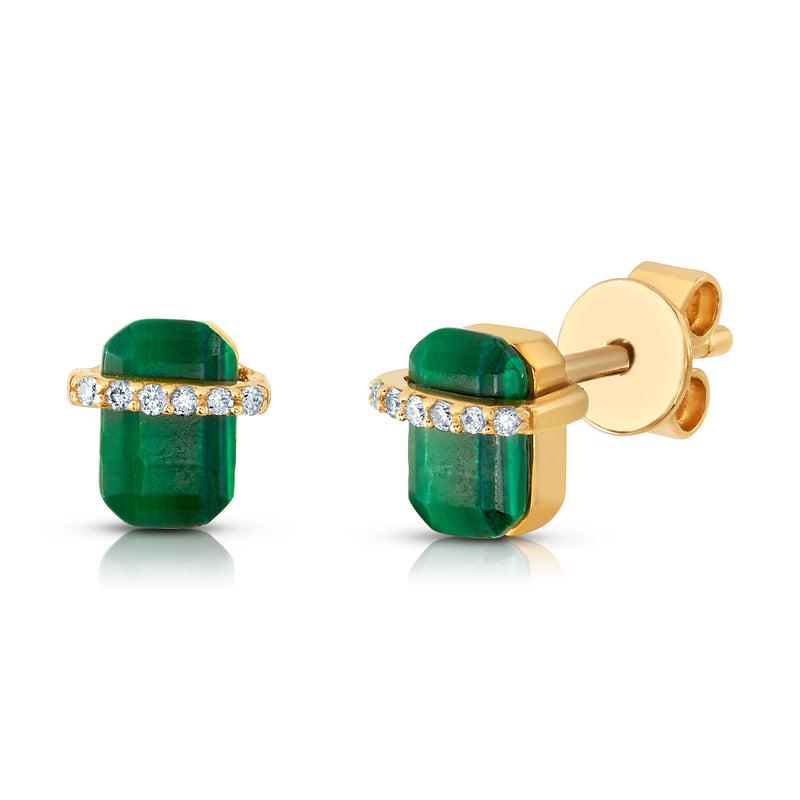 SMALL ODYSSEY STUD EARRING EMERALD, 14kt Gold